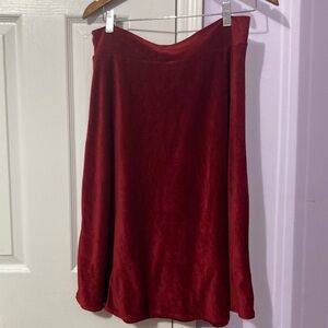 Velvet-like Ribbed red aline skirt